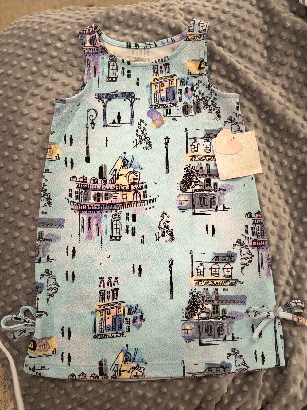 Pappagallo Light Blue Dress with Pastel Village Print
